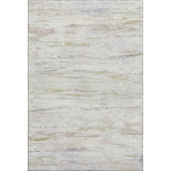 HomeRoots 8' Washable Ivory and Beige Abstract Round Rug with UV Protection for Stylish, Busy Homes 710139