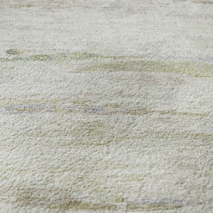 HomeRoots 8' Washable Ivory and Beige Abstract Round Rug with UV Protection for Stylish, Busy Homes 710139