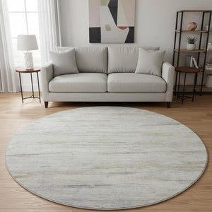 HomeRoots 8' X 10' Ivory And Beige Abstract Area Rug - Stylish, Washable, UV Protected, Perfect for High-Traffic Areas 710140