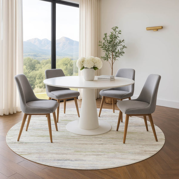 HomeRoots 8' X 10' Ivory And Beige Abstract Area Rug - Stylish, Washable, UV Protected, Perfect for High-Traffic Areas 710140