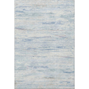 HomeRoots 5' Sky Blue & Ivory Abstract Washable Area Rug - UV Protected, Stain Resistant, Modern Style! 710144