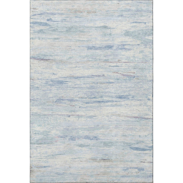 HomeRoots 5' Sky Blue & Ivory Abstract Washable Area Rug - UV Protected, Stain Resistant, Modern Style! 710144