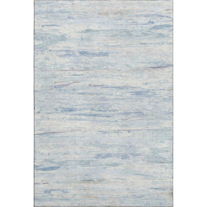 HomeRoots 8' Sky Blue & Ivory Abstract Washable Round Rug – UV Protected, Kid & Pet Friendly, Durable Design 710145