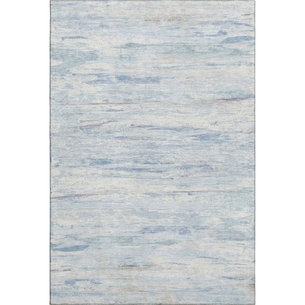 HomeRoots 8' Sky Blue & Ivory Abstract Washable Round Rug – UV Protected, Kid & Pet Friendly, Durable Design 710145