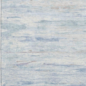 HomeRoots 8' Sky Blue & Ivory Abstract Washable Round Rug – UV Protected, Kid & Pet Friendly, Durable Design 710145