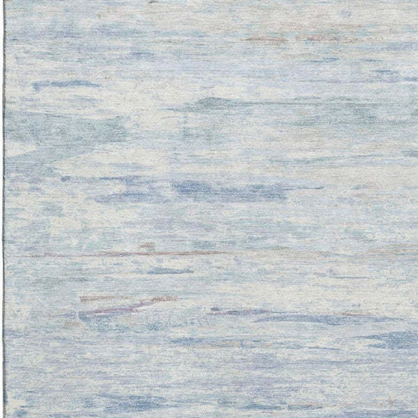 HomeRoots 8' Sky Blue & Ivory Abstract Washable Round Rug – UV Protected, Kid & Pet Friendly, Durable Design 710145