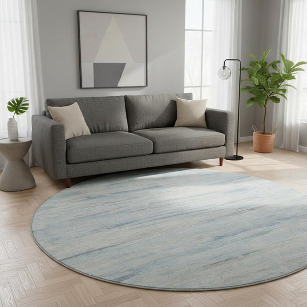 HomeRoots 8' X 10' Sky Blue & Ivory Abstract Washable Area Rug - Durable, Stain Resistant, UV Protected Design 710146