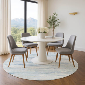 HomeRoots 8' X 10' Sky Blue & Ivory Abstract Washable Area Rug - Durable, Stain Resistant, UV Protected Design 710146