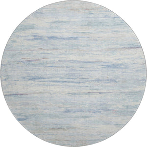 HomeRoots 8' X 10' Sky Blue & Ivory Abstract Washable Area Rug - Durable, Stain Resistant, UV Protected Design 710146