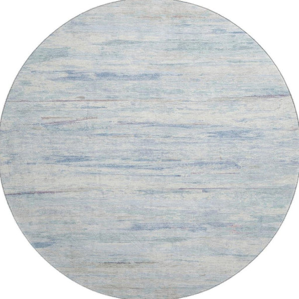 HomeRoots 8' X 10' Sky Blue & Ivory Abstract Washable Area Rug - Durable, Stain Resistant, UV Protected Design 710146