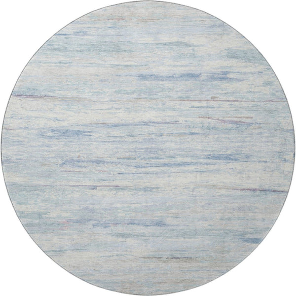 HomeRoots 8' X 10' Sky Blue & Ivory Abstract Washable Area Rug - Durable, Stain Resistant, UV Protected Design 710146