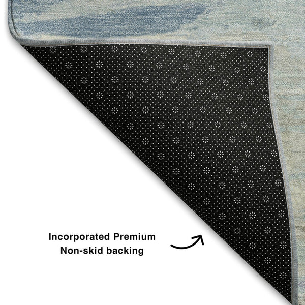 HomeRoots 9' X 12' Sky Blue & Ivory Abstract Area Rug - Stain-Resistant, UV-Protected, Modern Design for Homes 710147