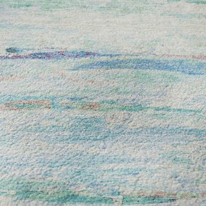 HomeRoots 8' X 10' Teal And Ivory Abstract Area Rug - Washable, UV-Protected, Stylish & Durable for Busy Homes 710152
