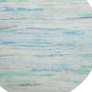 HomeRoots 8' X 10' Teal And Ivory Abstract Area Rug - Washable, UV-Protected, Stylish & Durable for Busy Homes 710152