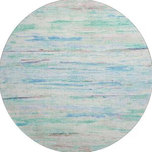 HomeRoots 8' X 10' Teal And Ivory Abstract Area Rug - Washable, UV-Protected, Stylish & Durable for Busy Homes 710152