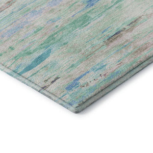 HomeRoots 9' X 12' Teal And Ivory Abstract Area Rug - Durable, Washable, UV-Protected, Ideal for Family Spaces 710153