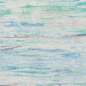 HomeRoots 9' X 12' Teal And Ivory Abstract Area Rug - Durable, Washable, UV-Protected, Ideal for Family Spaces 710153