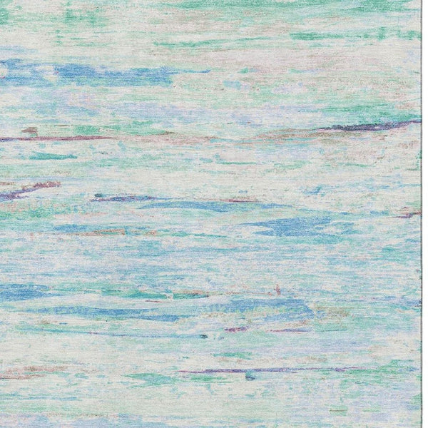 HomeRoots 10' X 14' Teal & Ivory Abstract Area Rug - Washable, UV Protected, Soft, Durable & Stylish Design! 710154