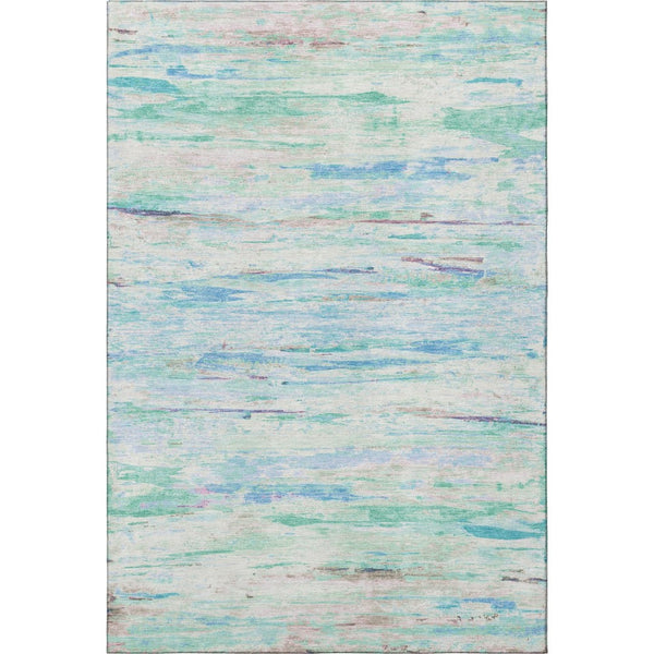 HomeRoots 10' X 14' Teal & Ivory Abstract Area Rug - Washable, UV Protected, Soft, Durable & Stylish Design! 710154