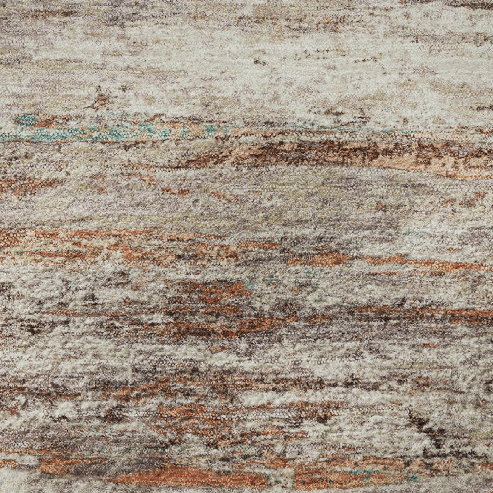 HomeRoots 5' X 8' Abstract Terra Cotta Beige & Teal Washable Area Rug – UV Protected, Stain Resistant Durability 710156