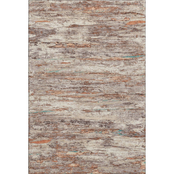 HomeRoots 8' Contemporary Terra Cotta Beige and Teal Abstract Washable Rug with UV Protection for Active Homes 710157