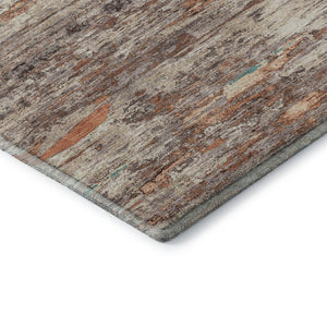 HomeRoots 8' Contemporary Terra Cotta Beige and Teal Abstract Washable Rug with UV Protection for Active Homes 710157