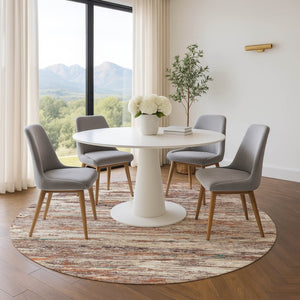 HomeRoots 8' X 10' Washable Area Rug in Terra Cotta, Beige, & Teal - UV Protected, Stain-Resistant Design 710158
