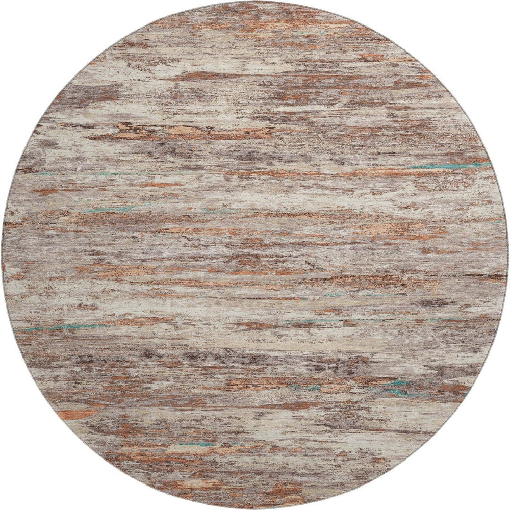 HomeRoots 8' X 10' Washable Area Rug in Terra Cotta, Beige, & Teal - UV Protected, Stain-Resistant Design 710158