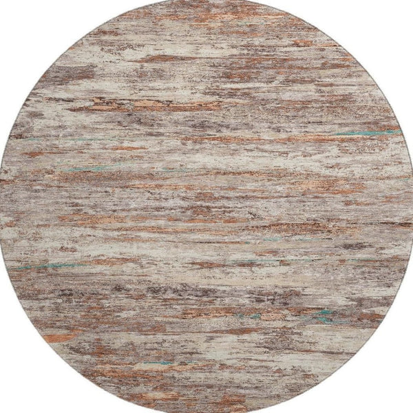 HomeRoots 8' X 10' Washable Area Rug in Terra Cotta, Beige, & Teal - UV Protected, Stain-Resistant Design 710158