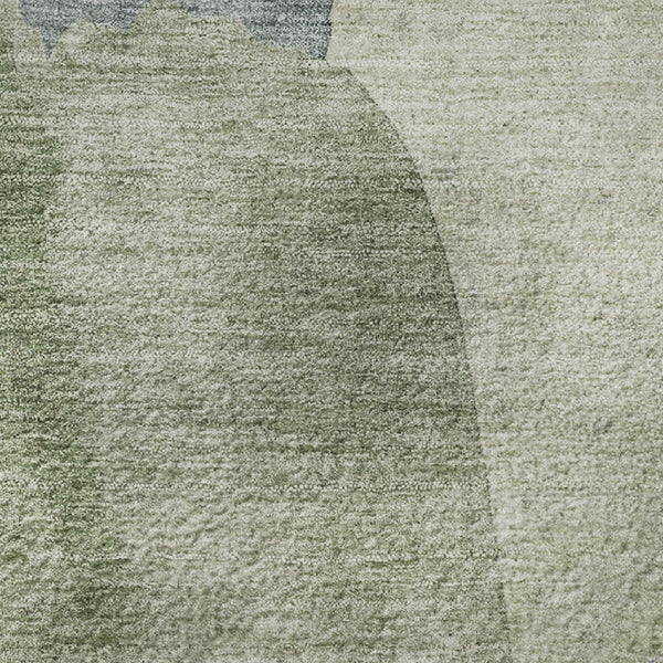 HomeRoots 5' X 8' Contemporary Artichoke Green and Lavender Abstract Washable Area Rug with UV Protection 710162