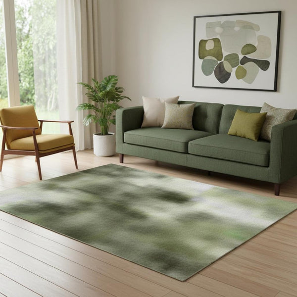 HomeRoots 8' Washable Round Rug in Artichoke Green, Lavender & Taupe - UV Protected, Stain Resistant, Durable Design 710163