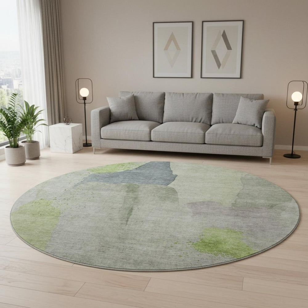 HomeRoots 8' X 10' Stylish Artichoke Green Abstract Area Rug - Washable, UV-Protected & Perfect for Homes! 710164