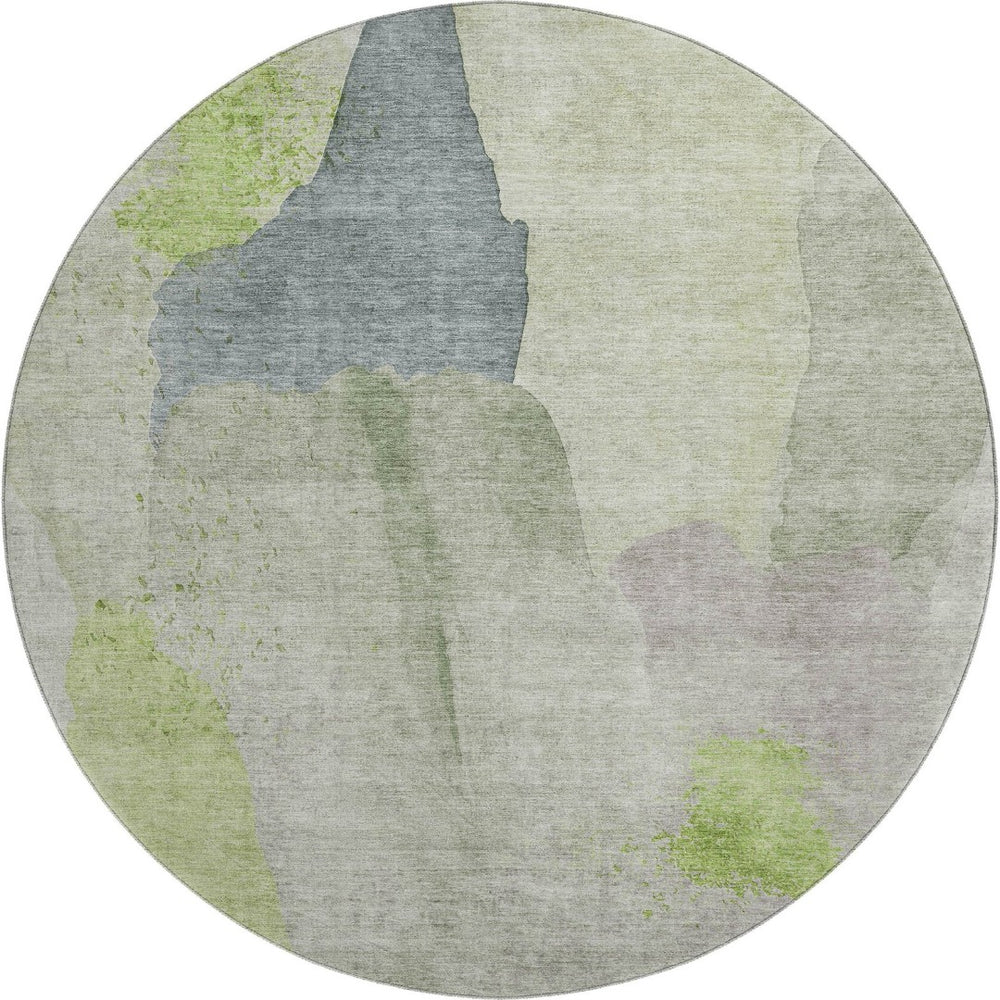 HomeRoots 8' X 10' Stylish Artichoke Green Abstract Area Rug - Washable, UV-Protected & Perfect for Homes! 710164