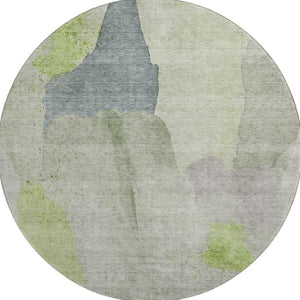 HomeRoots 8' X 10' Stylish Artichoke Green Abstract Area Rug - Washable, UV-Protected & Perfect for Homes! 710164