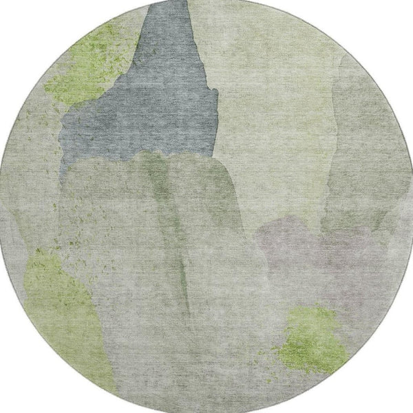 HomeRoots 8' X 10' Stylish Artichoke Green Abstract Area Rug - Washable, UV-Protected & Perfect for Homes! 710164
