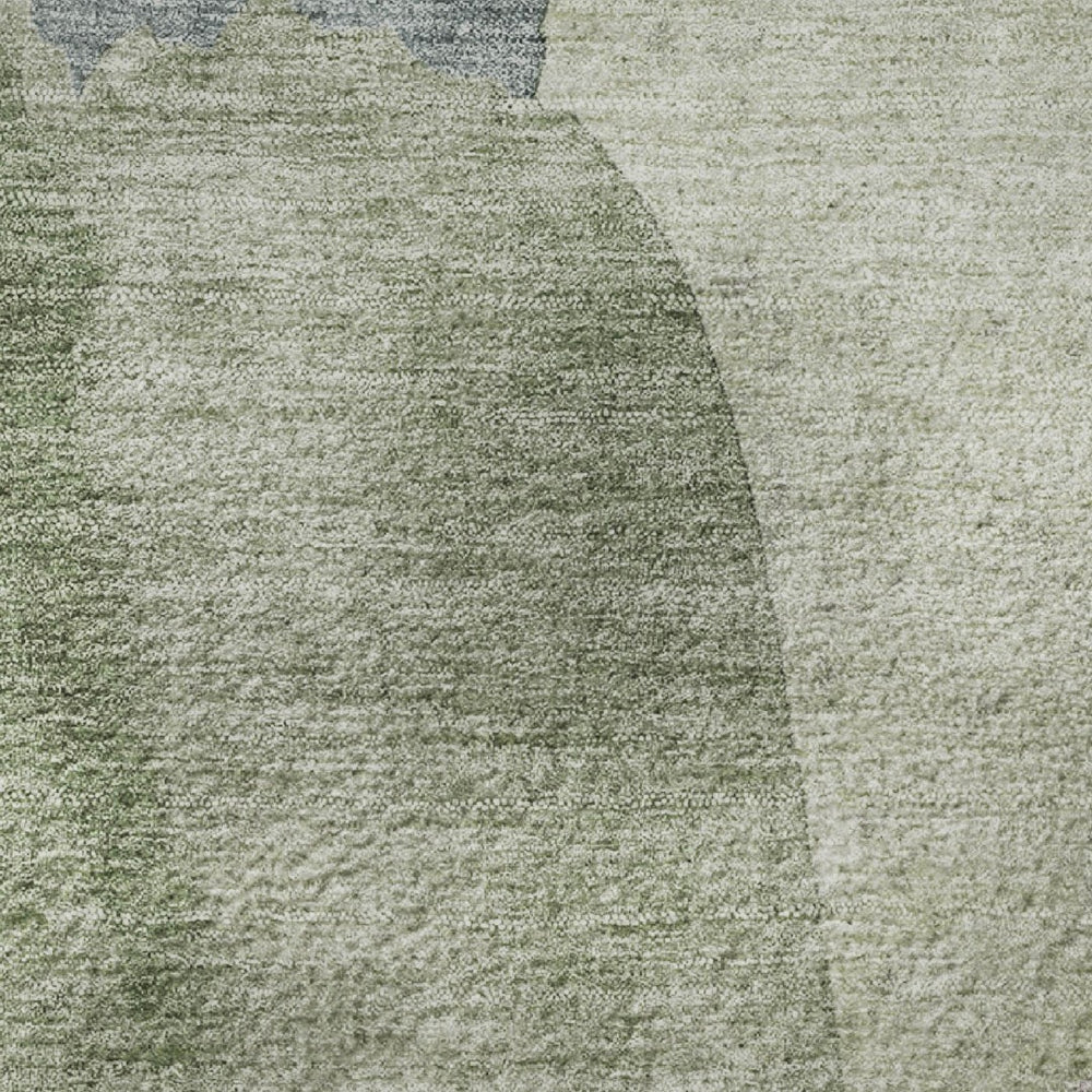 HomeRoots 9' X 12' Stylish Abstract Washable Area Rug in Artichoke Green, Lavender, and Taupe - UV & Stain Resistant! 710165