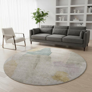 HomeRoots 8' X 10' Modern Beige and Lavender Abstract Washable Area Rug for High-Traffic Homes & Pets 710170