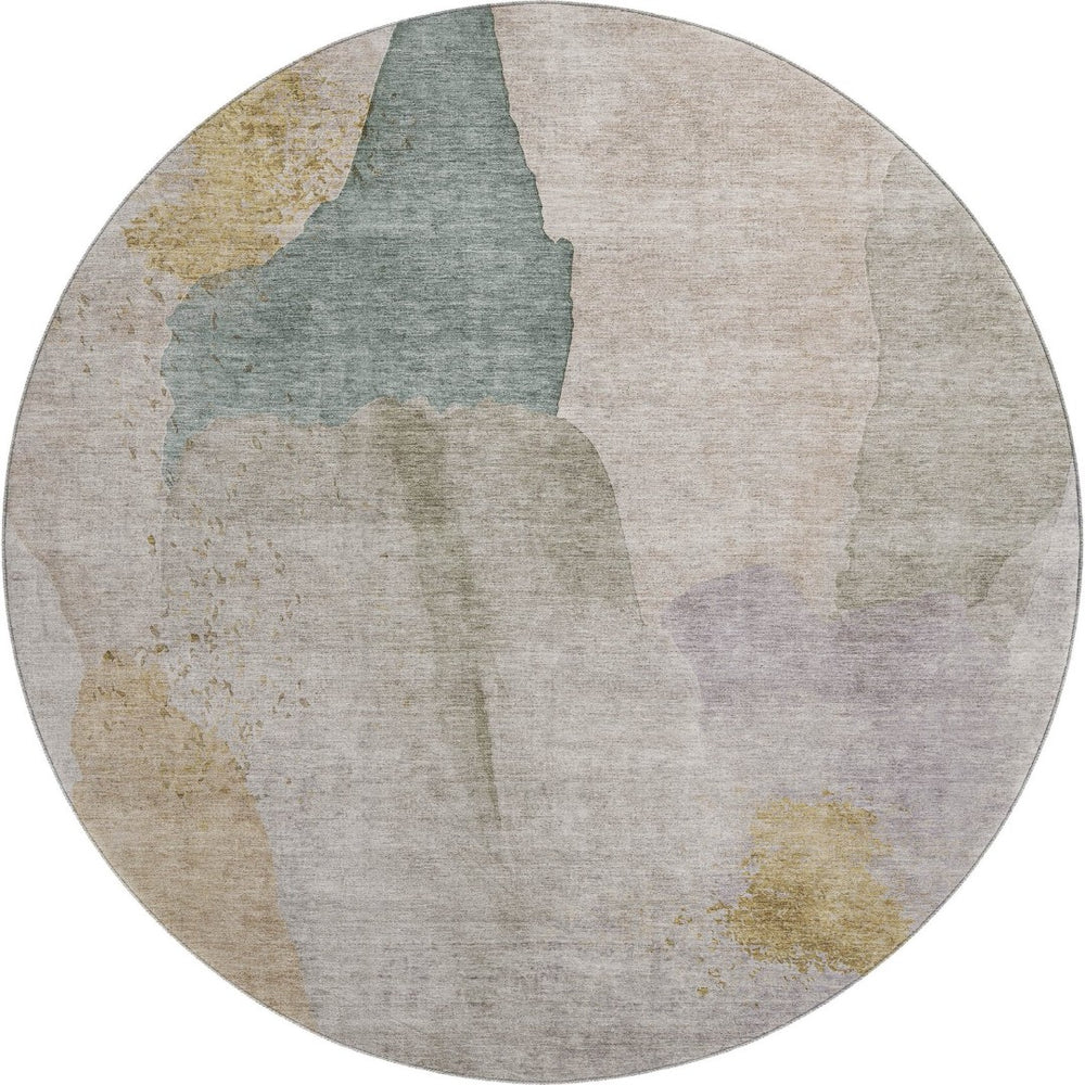 HomeRoots 8' X 10' Modern Beige and Lavender Abstract Washable Area Rug for High-Traffic Homes & Pets 710170