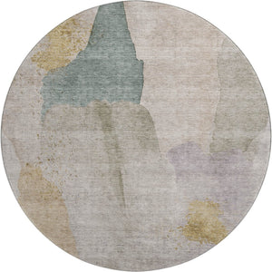 HomeRoots 8' X 10' Modern Beige and Lavender Abstract Washable Area Rug for High-Traffic Homes & Pets 710170