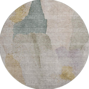 HomeRoots 8' X 10' Modern Beige and Lavender Abstract Washable Area Rug for High-Traffic Homes & Pets 710170