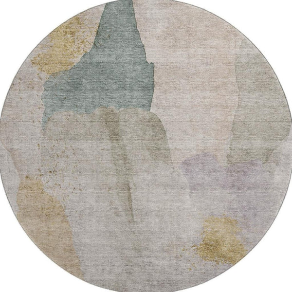 HomeRoots 8' X 10' Modern Beige and Lavender Abstract Washable Area Rug for High-Traffic Homes & Pets 710170