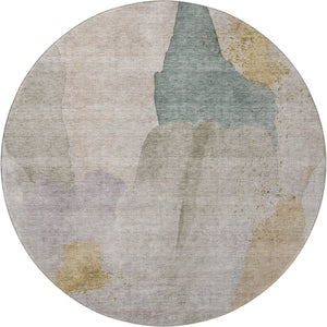 HomeRoots 8' X 10' Modern Beige and Lavender Abstract Washable Area Rug for High-Traffic Homes & Pets 710170