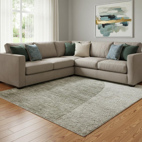 HomeRoots 9' X 12' Beige Taupe & Lavender Abstract Washable Area Rug with UV Protection for Busy Homes 710171