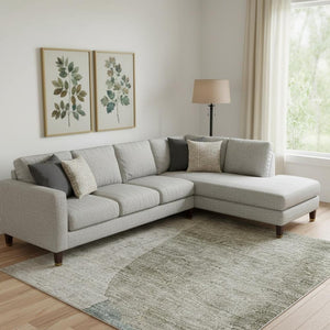 HomeRoots 10' Washable Beige Taupe & Lavender Abstract Area Rug - UV Protected, Stain Resistant, Modern Style 710172
