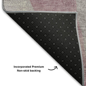 HomeRoots 5' X 8' Blush and Gray Abstract Area Rug - Washable, UV-Protected, Ideal for Homes with Kids & Pets 710174