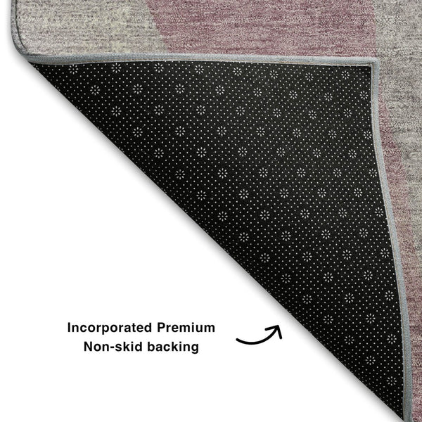 HomeRoots 5' X 8' Blush and Gray Abstract Area Rug - Washable, UV-Protected, Ideal for Homes with Kids & Pets 710174