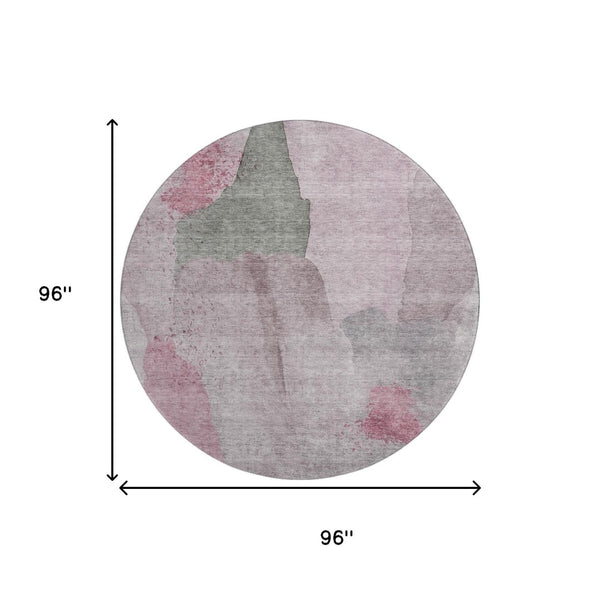 HomeRoots 8' X 10' Blush and Gray Abstract Washable Area Rug with UV Protection for Stylish, Durable Living Spaces 710176