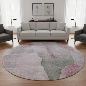 HomeRoots 8' X 10' Blush and Gray Abstract Washable Area Rug with UV Protection for Stylish, Durable Living Spaces 710176