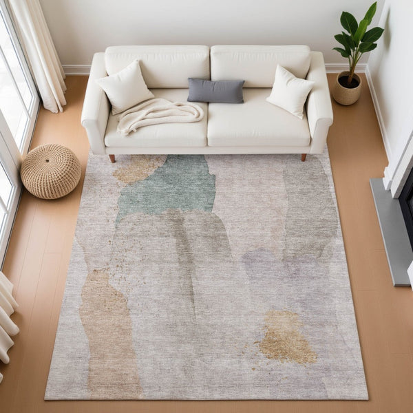 HomeRoots 9' X 12' Abstract Copper Lavender Beige Washable Area Rug - UV Protected, Stylish & Durable Design 710183