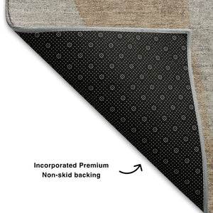 HomeRoots 9' X 12' Abstract Copper Lavender Beige Washable Area Rug - UV Protected, Stylish & Durable Design 710183